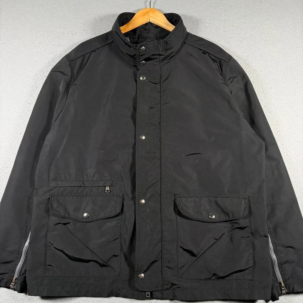 Banana Republic ST Nylon Moto Jacket Black XL‎ Lightweight Zip Pockets Outerwear